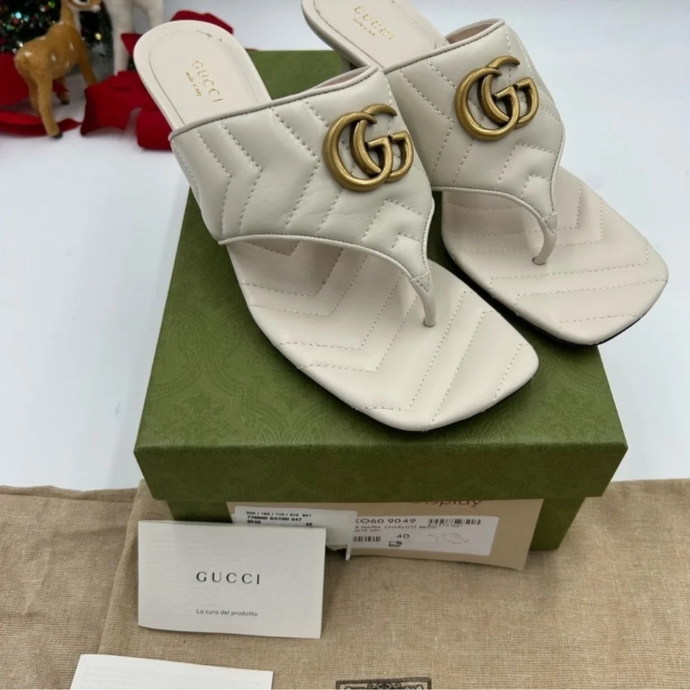 Women’s Gucci, GG Marmont, quilted leather sandal size 40 made in Italy - Picture 10 of 11